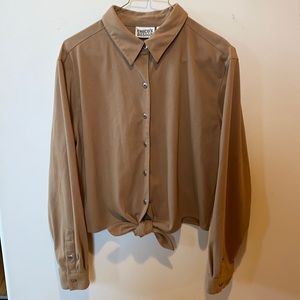 Chico’s Button-Up Cropped Blouse with Tie Waist